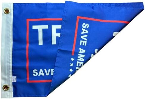 دراجة سيارة دونالد ترامب صغيرة مقاس 30.48 سم × 45.72 سم 2024 أنقذ أمريكا مرة أخرى بعلم أزرق من MAGA in Kuwait