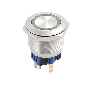 uxcell UL AC 5 Amp 250V 25 mm 0.98" Mounting Thread Flat Round 1NO 1NC DPST Momentary Stainless Steel Metal Waterproof Push Button Switch with Red Light
