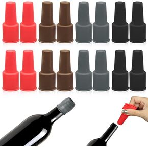 16Pcs Silicone Wine Seal Stopper, Silicone Wine Bottle Stopper Elastic Wine Stopper Reusable Sparkling Wine Bottle Stopper, Keep-Wine-Fresh Sparkling Wine Bottle Stopper for Home Party Beer Champagne