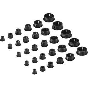 uxcell Plastic Hole Plugs, 155Pcs 6 Sizes 3/16" 1/4" 5/16" 3/8" 1/2" 1" Flush Type Panel Snap in Knockout Locking Plugs for Furniture Panels, Black