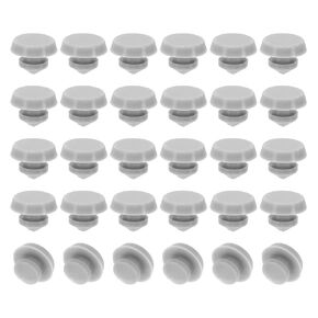 PATIKIL 4mm Diameter Silicone Round Snap, 30 Pcs in Type Locking Furniture Hole Plug Button Flat Head Protective Cover Fit for 4-4.5mm Hole for Seal Bulkhead Cylinder, Grey