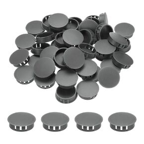 MECCANIXITY 64PCS 35mm(1 3/8") Dark Grey Plastic Hole Plugs, Flush Type Panel Hole Plugs Insert End Caps for Locking Hole Tubes Furniture Cabinet