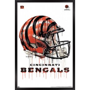 Trends International NFL Cincinnati Bengals - Drip Helmet 20 Wall Poster, 22.375" x 34", Black Framed Version