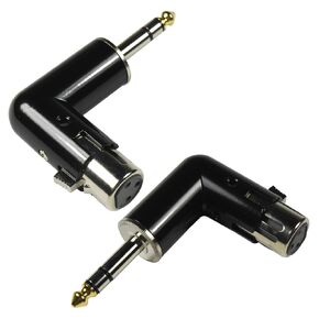 HQRP 2-Pack 3-Pin XLR Female to 1/4" / 6.35 mm Male TRS Angle Adapter with 4 Adjustable Angle Positions Right Left and 90 Degree Compatible with Mixers, Microphones, amplifiers, EQ, Rack Gear, etc