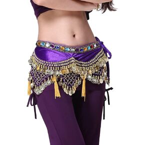 Lady's Wave Indian Dancing Belly Dance Hip Scarf Belt Skirt Accessories with Gold Coins