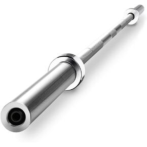 Yaheetech 7- Foot Olympic Bar Barbell w/Two Collars - Solid Iron Weighted Workout Bar - Chrome Weight Straight Bar for Home Gym Weightlifting & Power Lifting Strength Training Exercises