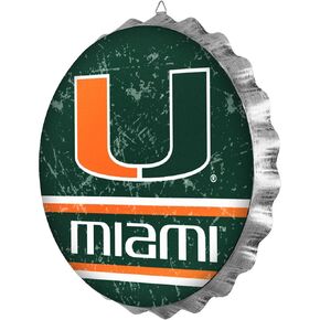 Miami Hurricanes 13" Metal Distressed Bottle Cap Wall Sign – Limited Edition FOCO Hurricanes Sign – Represent the NCAA, ACC and Show Your Team Spirit with Officially Licensed UM Football Fan Gear in Kuwait
