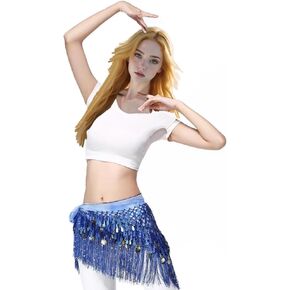Women Belly Dance Hip Scarves Fringed Sequined Triangle Skirt Used for Professional Competitions
