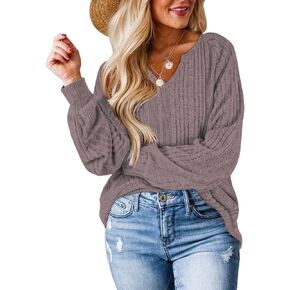 قمصان نسائية علوية موضة الخريف بأكمام طويلة وسترات نسائية ملابس عصرية وبلوزات برقبة على شكل حرف V in Kuwait