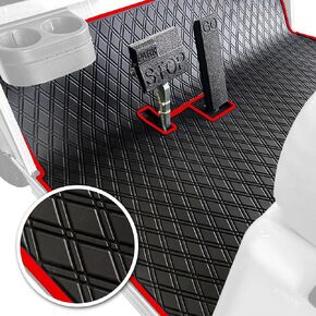 Xtreme Mats Club Car Compatible Golf Cart Mat, Full Coverage Rubber Floor Liner - Fits Club Car DS (1982-2013) and Villager (1982-2018) - Black with Grey Trim