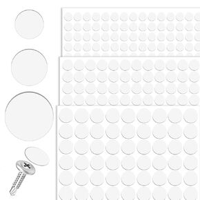 290pcs ثقب المسمار يغطي الملصقات ، غطاء غطاء المسمار PVC ذاتيا ، 12 مم 15 مم 21 مم مقاوم للماء بصبر المسمار مقاوم للماء للأثاث خزانة خزانة المكتب- أبيض