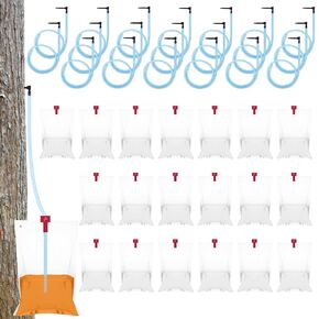 20 Sets Maple Syrup Tapping Kit Include 20 Maple Tree Taps Spiles 20 Pcs 35" Maple Syrup Tubes 20 Pcs 8L Maple Syrup Sap Clear Bags for Maple Birch Trees Collection (20)