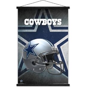 Trends International NFL Dallas Cowboys - Helmet 16 Wall Poster, 22.375" x 34", Print and Black Hanger Bundle