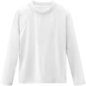 Boys Rash Guard Long Sleeve Sun Protection UPF50+ T Shirts Rashguard Swim Fishing Surf ShirtsQuick Dry Cool Beach Clothes for Toddler Youth Kids White Size 10-12