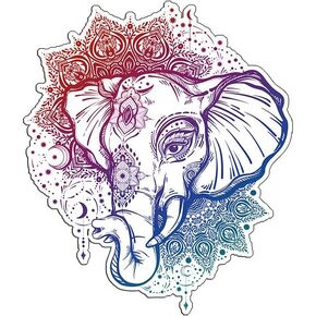 Mandala Elephant Blue-Purple Sticker, Cute Multicolor Pattern Design for Cars, Trucks, Tumblers, Cups, Laptops, Cooler (3 inch)