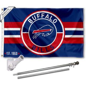 WinCraft Buffalo Bills Patch Logo Flag Pole and Bracket Mount Kit