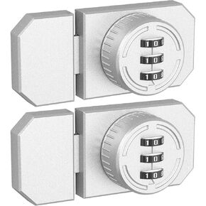 Cabinet Combination Lock with Adhesive, Mechanical Keyless Cabinet Door Lock with 3-Digit Password, Stick-on Combination Latch for Locker, One-Way Door, Closet Door, Barn Door, Drawer (2, Silver)