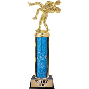 Crown Awards 10.5" Wrestling Trophies - Wrestling Double Male Trophy with Customized Text Prime