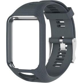 DaMohony Straps Compatible with TomTom, Silicone 25mm Watch Band Quick Detach Replacement Accessories for Tomtom Runner 3/Runner 2/Spark 3/Adventurer/Golfer 2 (Grey)