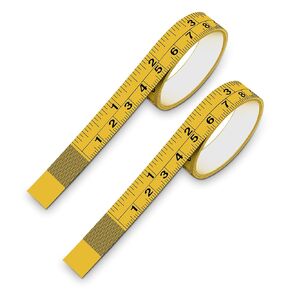 2 PCS Steel Self-Adhesive Measuring Tapes, 39 Inch Imperial and Metric Scale Ruler Sticker for Woodworking and Drafting, Wear-Resistant Carbon Steel Paint Left to Right Sticky Measure Tape, Yellow