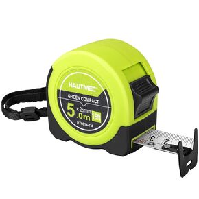 HAUTMEC Pro Tape Measure 25 FT with Fractions 1/8, Compact Measuring Tape Retractable with Dual Sided Imperial & Metric, Self Centering Tape Measure, HT0325-TM