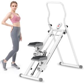 Stair Stepper for Home Gym Exercise, New Version Vertical Climber Machine,Full Body Workout Stair Stepper with Extended Step Range, Adjustable Handlebar & Pedals(White)