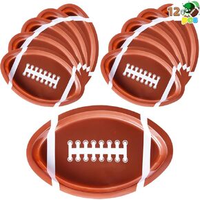 JOYIN 12 Pcs Football Plastic Trays, 11.5" X 7.5" Football Snack Trays & Platter, Football Plates Party Serving Tableware for Football Party, Sports Event, Tailgate Party Supplies