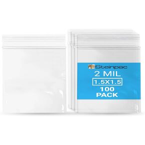 Zip Poly Bags - 1.5x1.5 | 100 pcs | Clear Resealable Mini Plastic Bags, Ziplock bag, Transparent Reusable Storage Pouches, Organize and Protect Your pills with this Zippered plastic bag