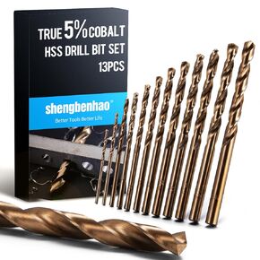 M35 HSS 5% Cobalt Drill Bit Set, 13Pcs Metric High Speed Steel Twist Drill Bit Set 135 Degree Split Point, Extremely Heat Resistant with Straight Shank 1.5mm-6.5mm for Metal, Wood & Plastic
