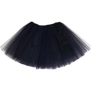 Women's Tulle Skirt Vintage Tutu Skirts Adult Ballet Bubble Skirt Party Dance Skirt Retro 80s Party Costume for Women Girls Black