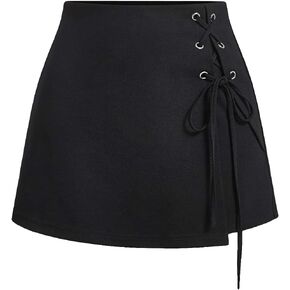 Milumia Women High Waist Tie Side Wrap Skorts Asymmetrical Hem Skirt Shorts