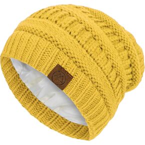 Durio Satin Lined Beanie for Women Soft Winter Hats Cold Weather Silk Lined Knit Beanie Hat for Women