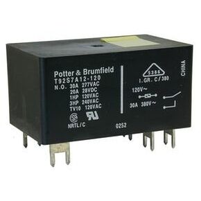 TE CONNECTIVITY/POTTER & BRUMFIELD T92S7D12-12 Power Relay DPST-NO 12VDC, 30A, PC Board