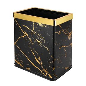 Bathroom Trash Can, 2.6 Gallon Gold Pretty Waste Basket Double-layer Metal Garbage Can, Small Open Marble Trash Can, Cool Trash Bin for Bathroom, Kitchen, Bedroom, Office, Toilet, Hotel, Under Counter