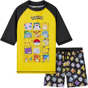 Pokemon Boys 2 Piece Swimwear Set, Swimming Top and Boys Swim Trunks