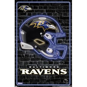 Trends International NFL Baltimore Ravens - Neon Helmet 23 Wall Poster, 34L x 22.4W, Premium Unframed Version