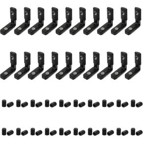 20Pcs Black 1" x 1" Aluminum Extrusion Profiles 1010 Series L-Shape Interior Corner Connector Joint Bracket with Screws for 10/10 Aluminum Profile 1 Inch x 1 Inch Extrusion Profiles Rail