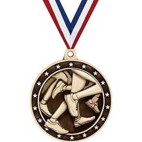 Running Medals, 2" Gold Running Medal Award with Free Custom Engraving Prime