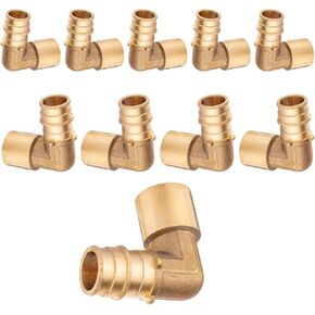 (10-Pack) Seelink PEX-A Expansion Fittings, PEX-A 3/4" x 3/4" Female Sweat Elbow, Brass Expansion Pipe Fittings, for PEX Tubing Pipe Hose Fittings, ASTM F1960