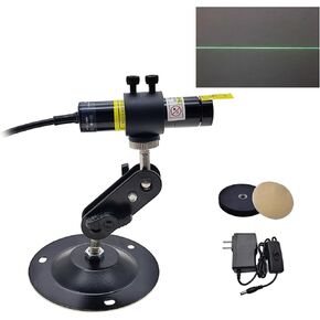 520nm Green Light Line Module Projector Focusable Locator Generator for Wood Stone Fabric Alignment Dia.16mm (5V DC with Adapter, Mount and Magnetic Base)