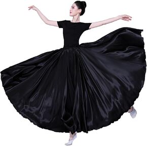 Satin Full Circle Ankle Length Swing Belly Dance Long Skirt Costume for Stage Performance