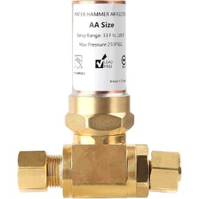 Solimeta Compression Tee Water Hammer Arrestor, 3/8" OD X 3/8" OD Female, Lead-Free Brass