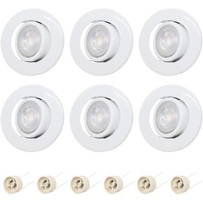 Pack of 6 pcs JX-9705 LED Downlight Fixture Housing MR16 Cut Out Size: 2.8inch GU10 Metal Trimless Recessed Round Frame