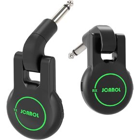 JCANOL J5 Wireless Guitar System Wireless Guitar Transmitter Receiver Rechargeable Audio with 10 Siganl Channels 164ft for Electric Guitar Bass