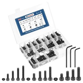 500pcs Socket Head Cap Screws Bolts Nuts Assortment Kit - [M3/M4/M5] Alloy Steel Fully Threaded Black Oxide 12.9 Internal Hex Screw for 3D Printer Use, with Wrench