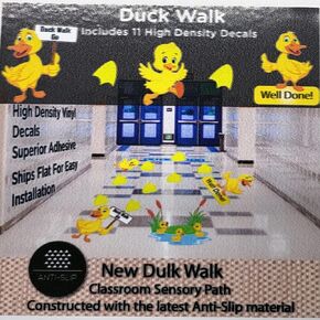 السلامة المضادة للانزلاق أولاً - مسار حسية Duck Walk - مجموعة مسار الحسية في المدرسة والفصول الدراسية - مع 16 شارات فينيل مخصصة - سفن شقة!