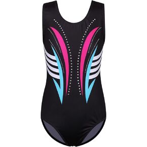 Gymnastics Leotard for Girls Shiny Diamond Metallic Cross Back Practice Dancewear