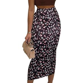 Avanova Women High Waist Bodycon Pencil Skirt Vintage Print Sexy Midi Skirt