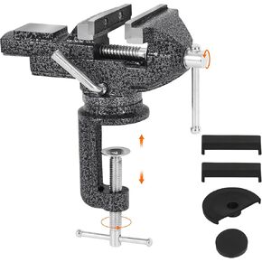 GOXAWEE Universal Bench Vise, 3.15 Inch Table Clamp, 360° Swivel Base, Small Home Vice, Clamp-on Tool for Woodworking, Cutting Conduit, Small DIY Projects, Craft Creation, Sculpting and Modeling