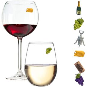 Magnetic Wine Glass Charms, Set of 6 Fun Magnetic Wine Theme Drink Markers and Tags
